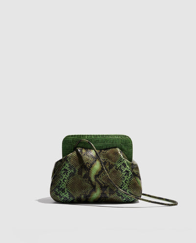 Constanza Clutch | Green Snakeskin Print