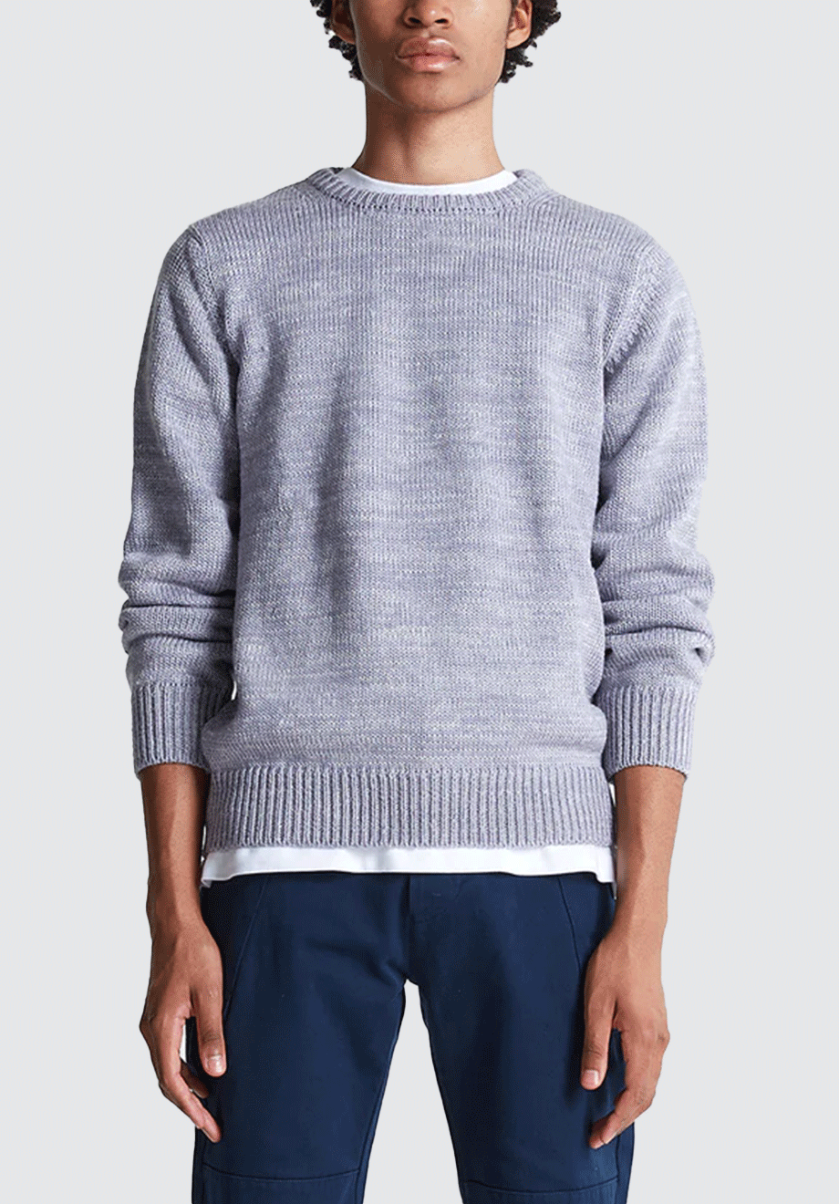 1Kg Wool, Linen & Mohair Sweater | Gull & Ecru – Plain Tiger