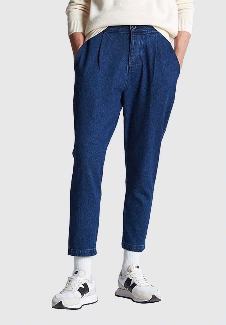 Cotton Denim Weekend Trouser | Medium Blue
