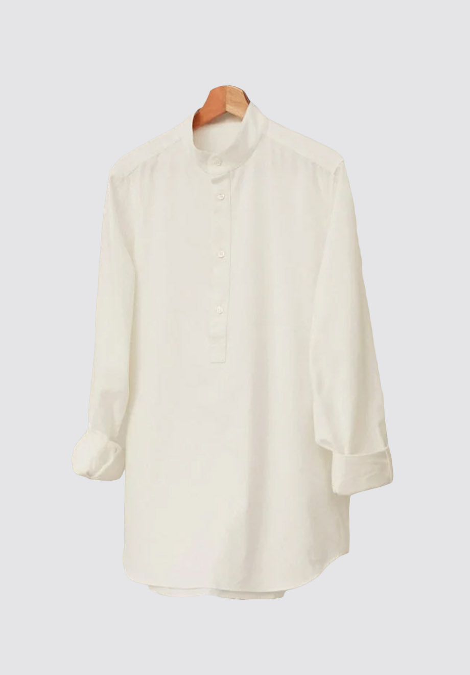 Recycled White Nehru Collar Shirt