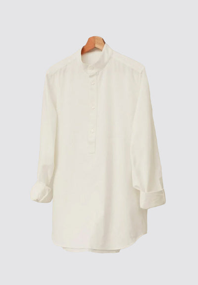 Recycled White Nehru Collar Shirt