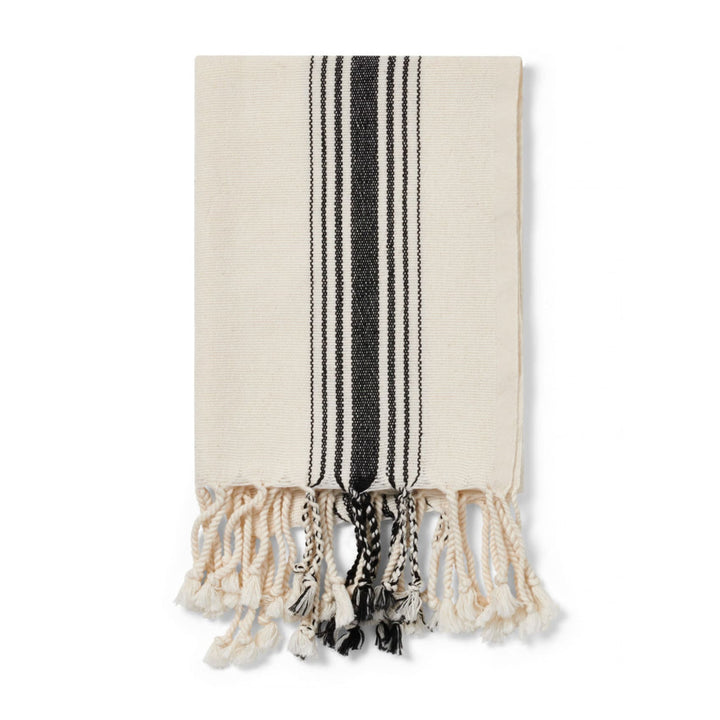 Bergama - Cotton Hand, Hair, Tea Towel & Napkin - Black & Salt - Plain Tiger Towels