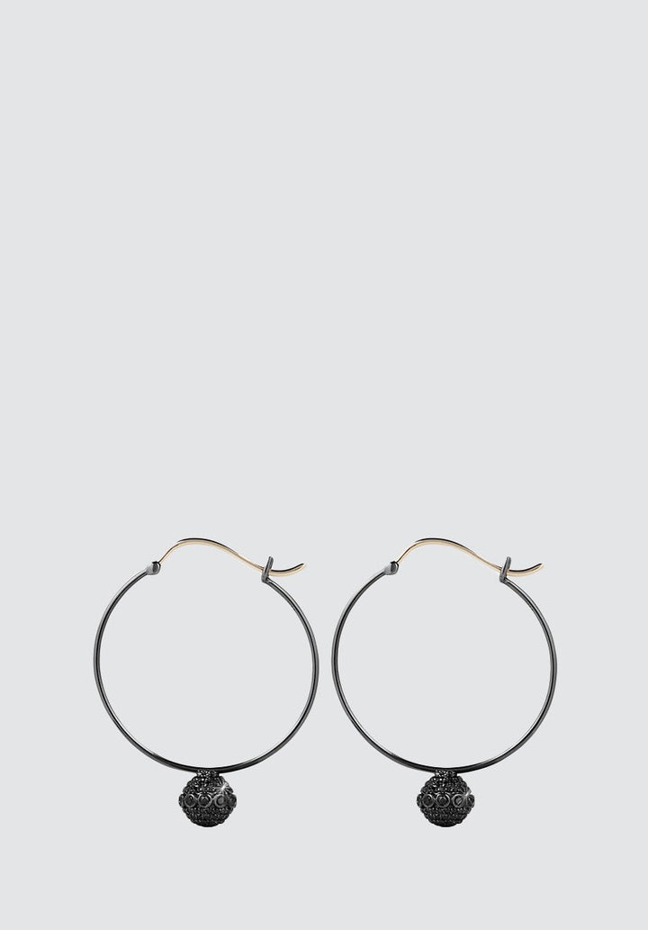 Black Orb Hoops - Plain Tiger Women's Earrings