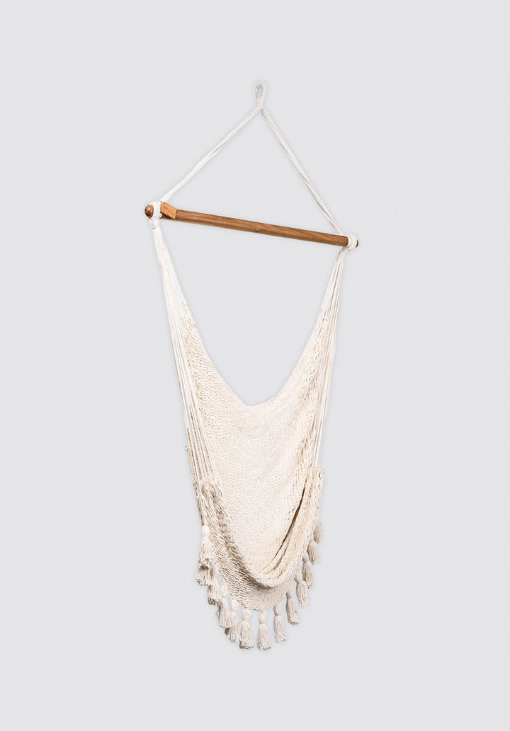 Boho Natural Cotton Hammock Swing with Tassels - Plain Tiger