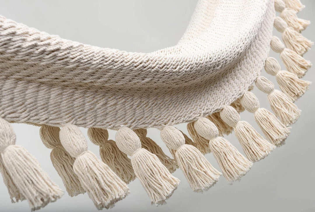 Boho Natural Cotton Hammock with Tassels - Plain Tiger