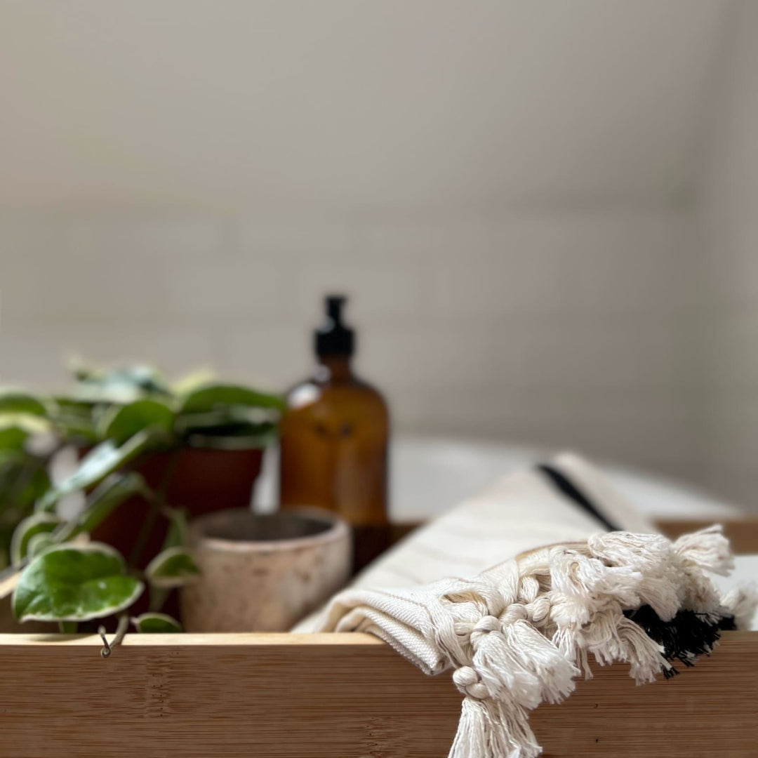 Capella - Cotton Hand, Hair, Tea Towel & Napkin - Black & Salt - Plain Tiger Towels