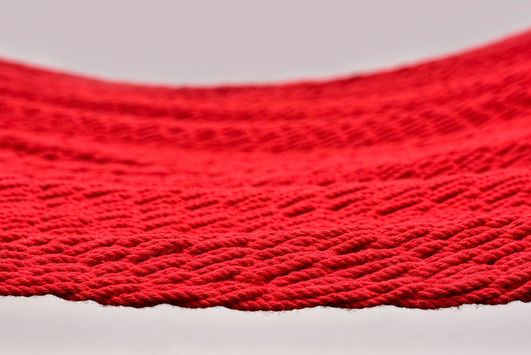 Classic Red Cotton Hammock (Wooden Bar) - Plain Tiger