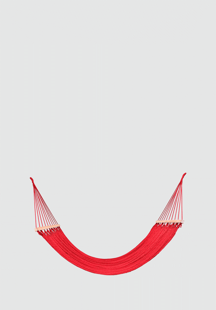 Classic Red Cotton Hammock (Wooden Bar) - Plain Tiger