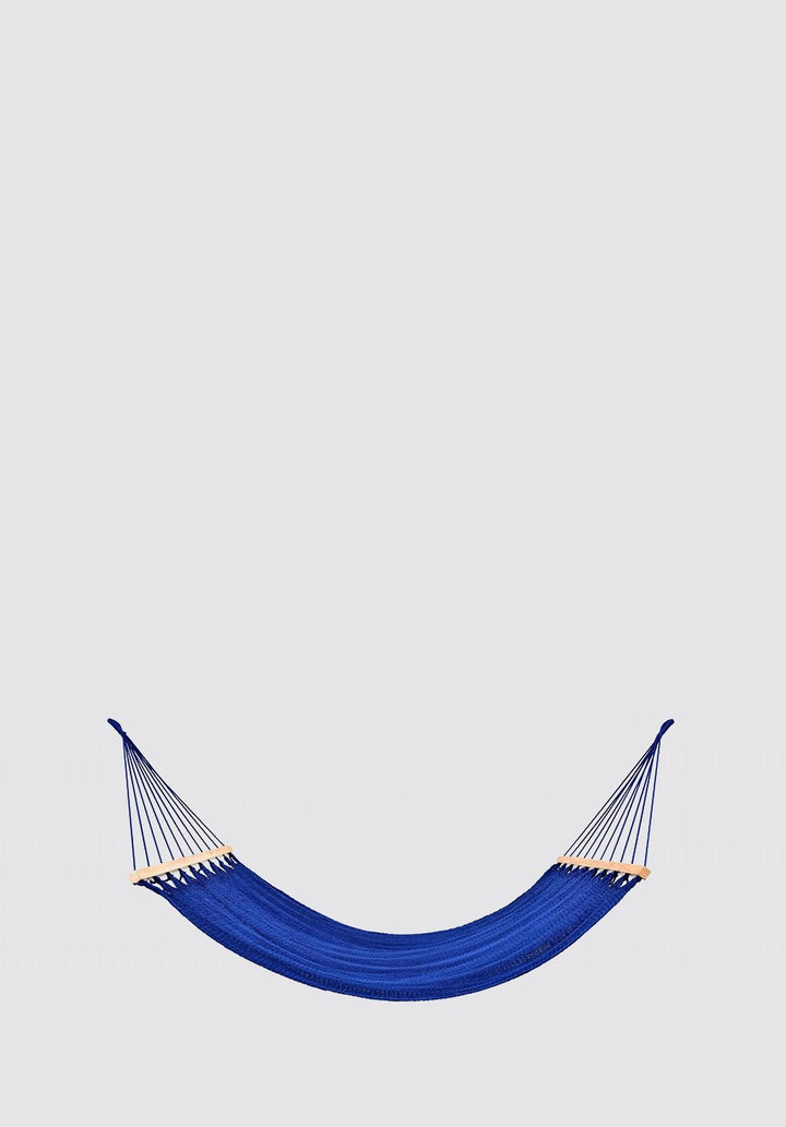 Cobalt Blue Cotton Hammock (Wooden Bar) - Plain Tiger