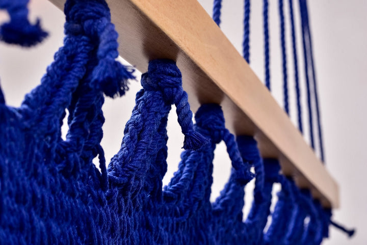 Cobalt Blue Cotton Hammock (Wooden Bar) - Plain Tiger