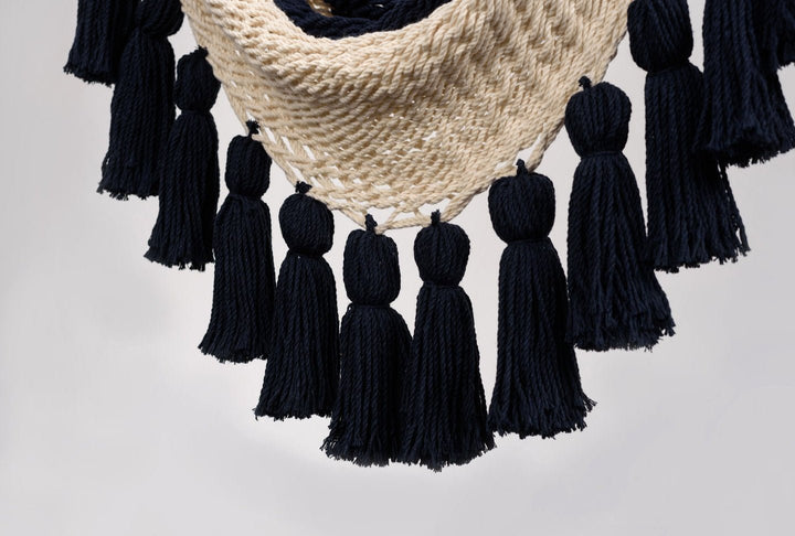 Colonial Navy Blue Cotton Hammock Swing with Tassels - Plain Tiger