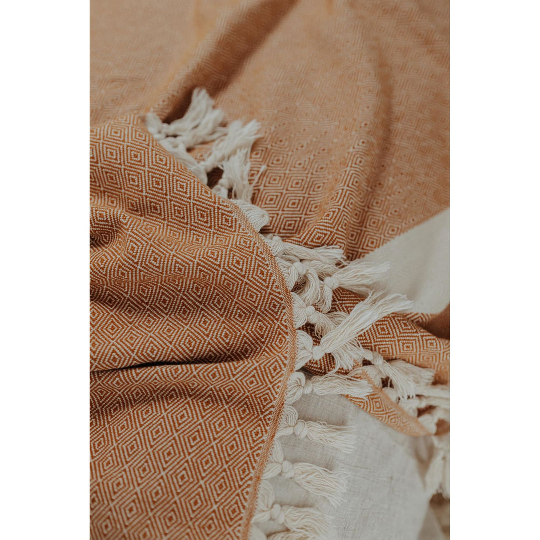 Damla Organic Cotton Blankets - Plain Tiger Blankets & Throws