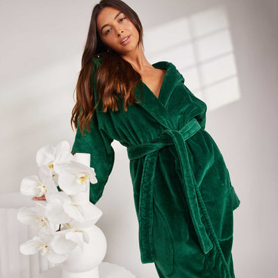 Organic Cotton Hooded Robe - Womens