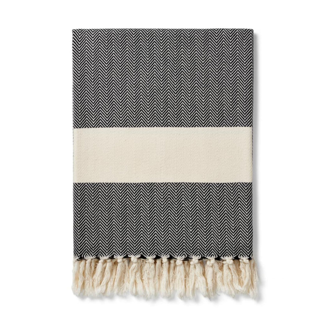 Ferah Herringbone Organic Cotton Blankets - Plain Tiger Blankets & Throws