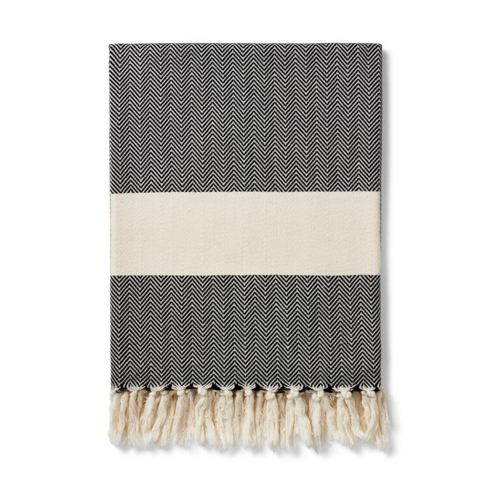 Ferah Herringbone Organic Cotton Blankets - Plain Tiger Blankets & Throws