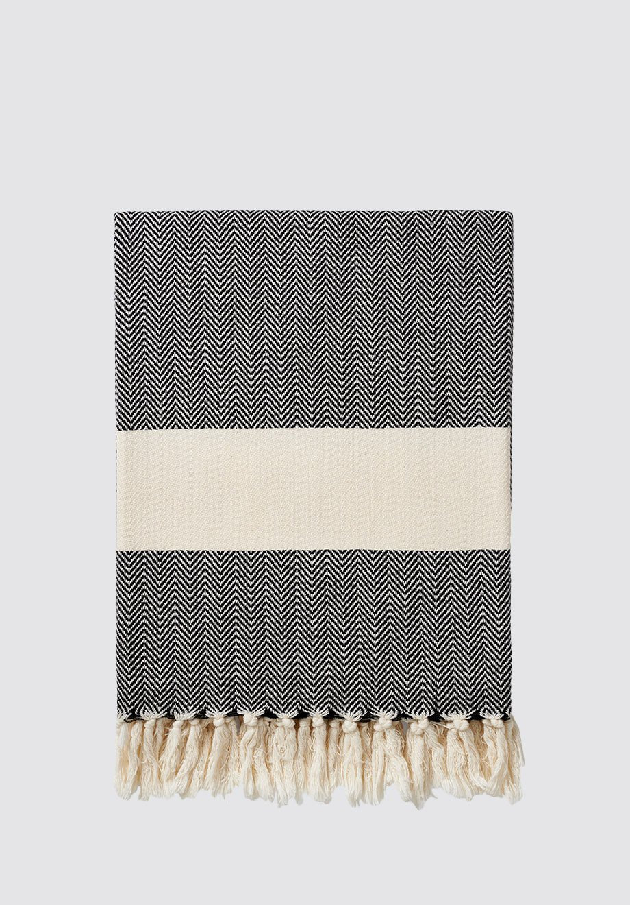 Ferah Herringbone Organic Cotton Blankets - Plain Tiger Blankets & Throws