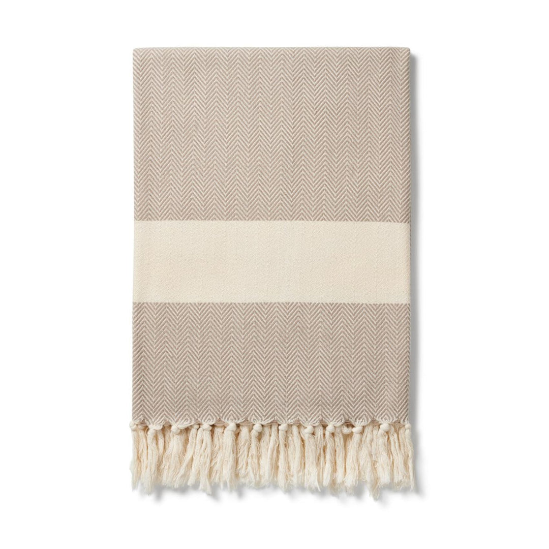 Ferah Herringbone Organic Cotton Blankets - Plain Tiger Blankets & Throws