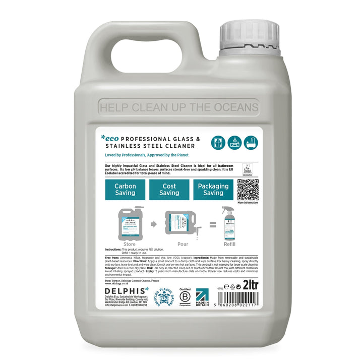 Glass and Stainless Steel Cleaner 2ltr Refill - Plain Tiger Bathroom