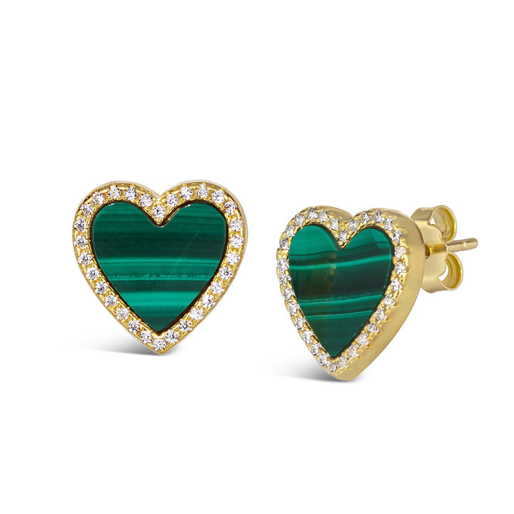 House of Cards 04 Malachite Earrings - Plain Tiger Rings