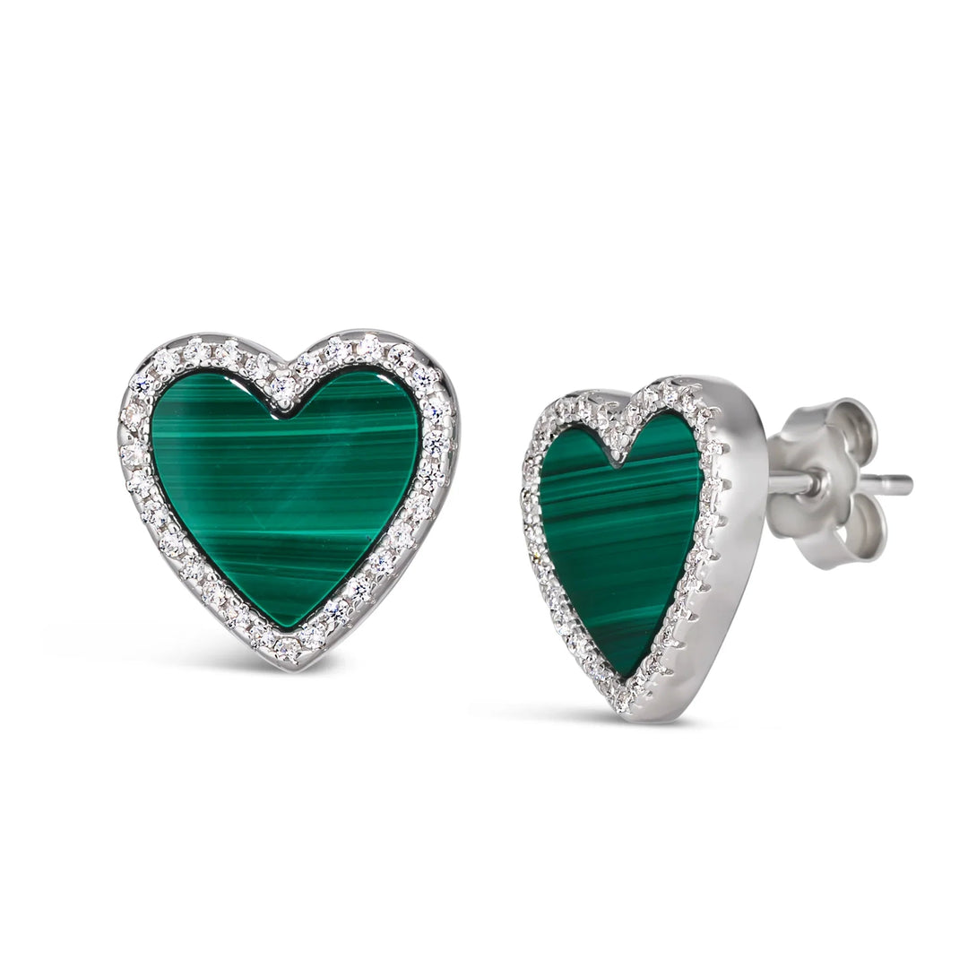 House of Cards 04 Malachite Earrings - Plain Tiger Rings