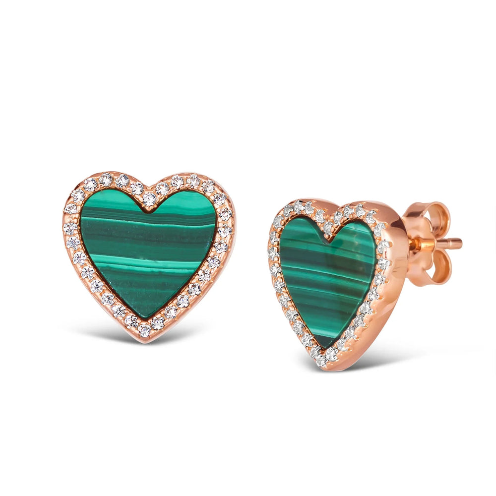 House of Cards 04 Malachite Earrings - Plain Tiger Rings