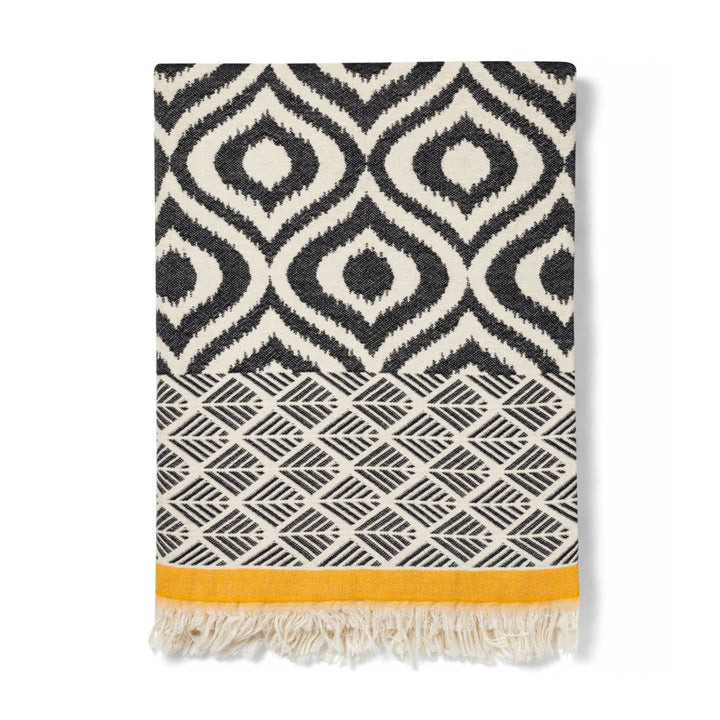 Karina - Geometric Jacquard Weave Cotton Blanket - Plain Tiger Blankets & Throws