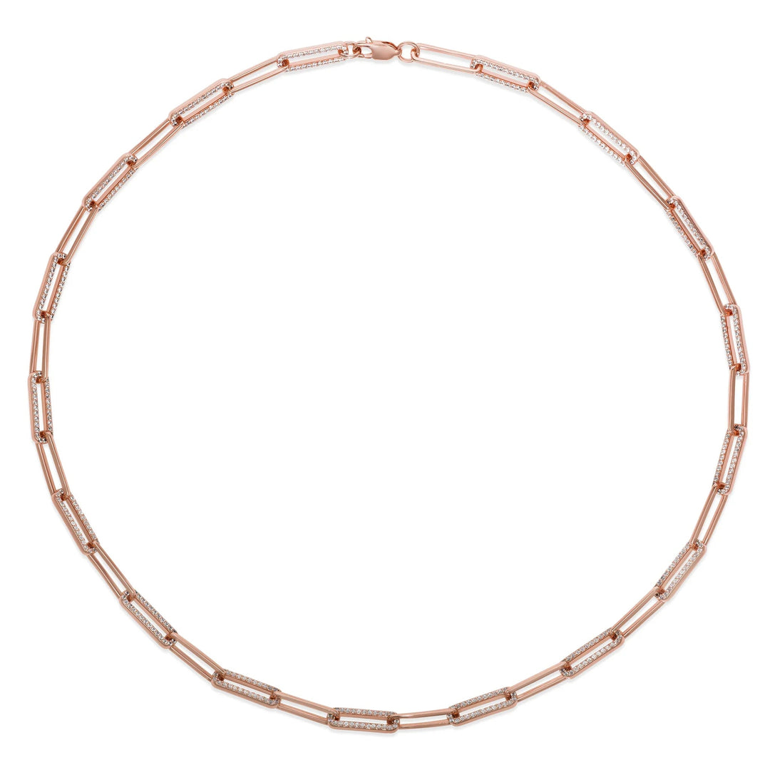 Olivia 68 Pave Paperclip Necklace - Plain Tiger Necklaces