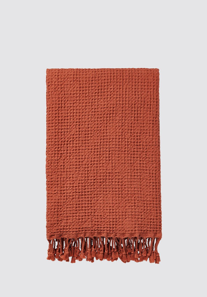 Rulo - Cotton Waffle Peshtemal - Plain Tiger Blankets & Throws