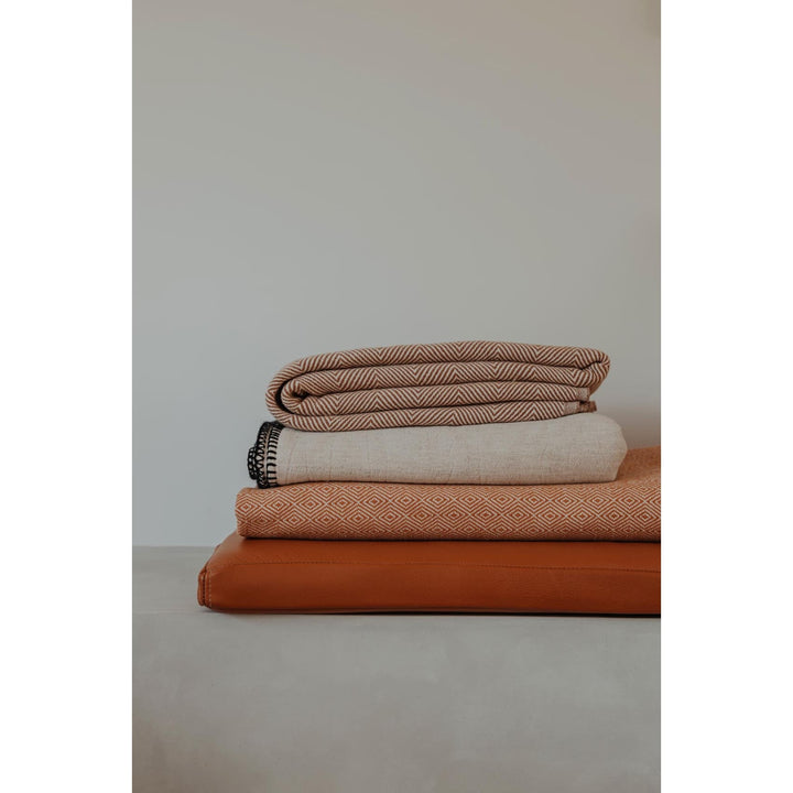 Sema Herringbone Cotton & Wool Blend Blanket - Plain Tiger Blankets & Throws