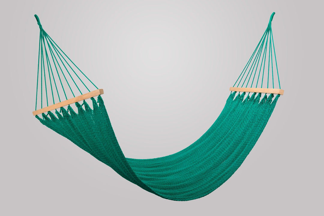 Teal Green Cotton Hammock (Wooden Bar) - Plain Tiger