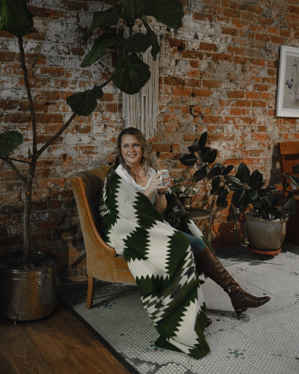 Tsachila Blanket | Forest Green - Plain Tiger Blankets & Throws