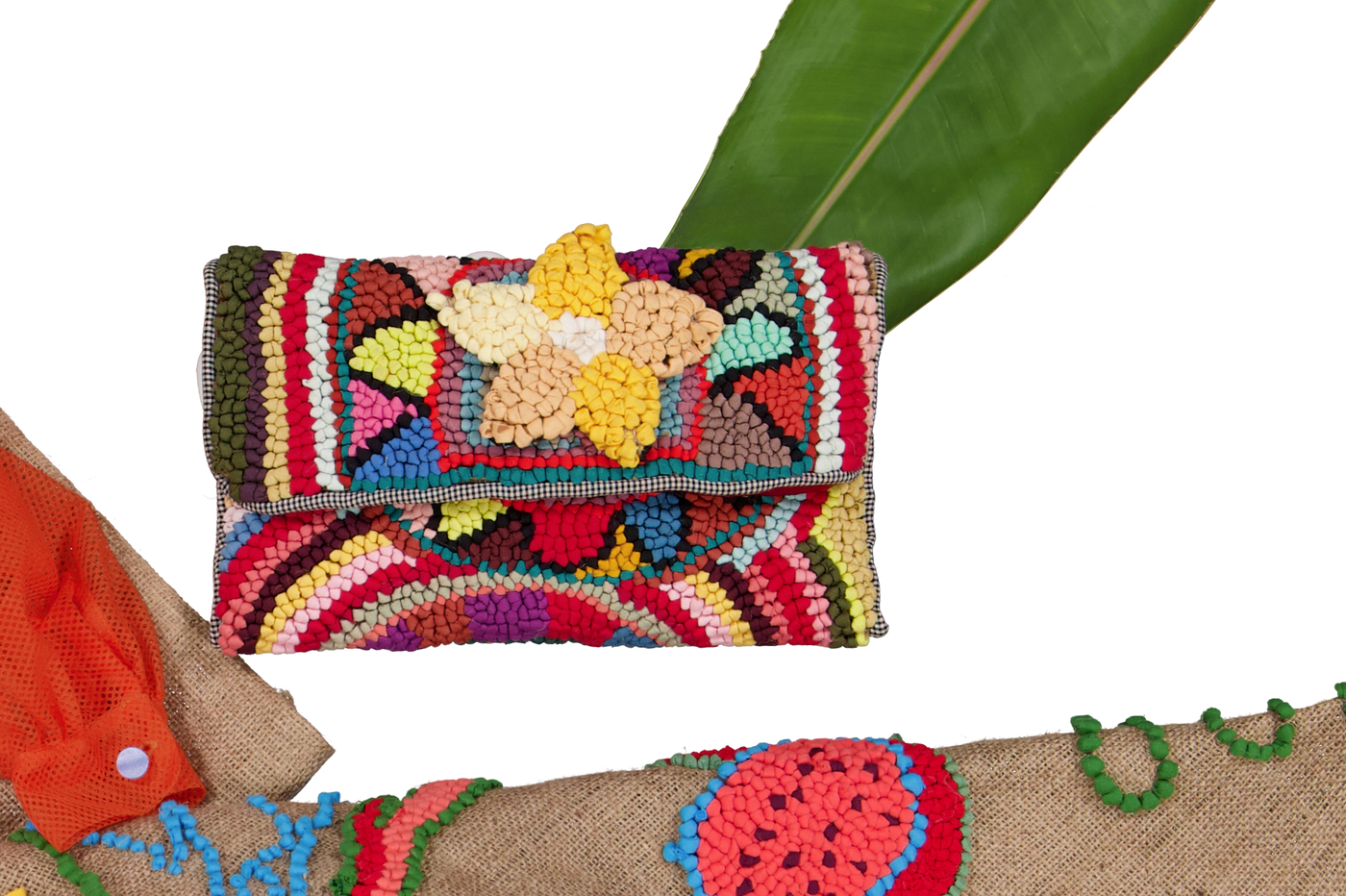 Floral Fun Woven Clutch Bag