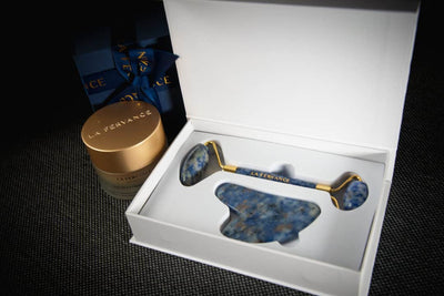 Blue Sodalite Crystal Facial Tool and Roller Sculpting Kit