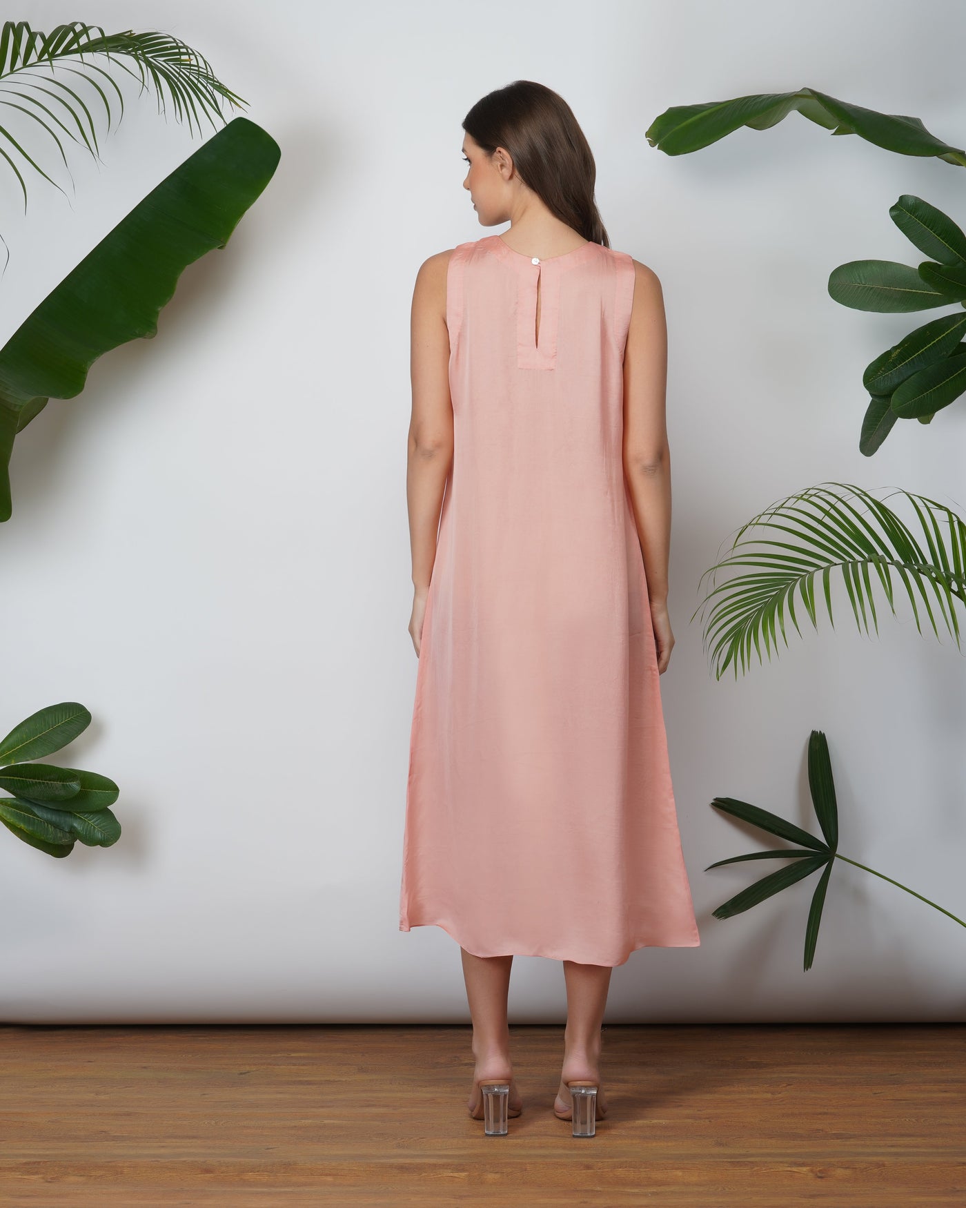 Vegan Silk Slip Dress | Coral