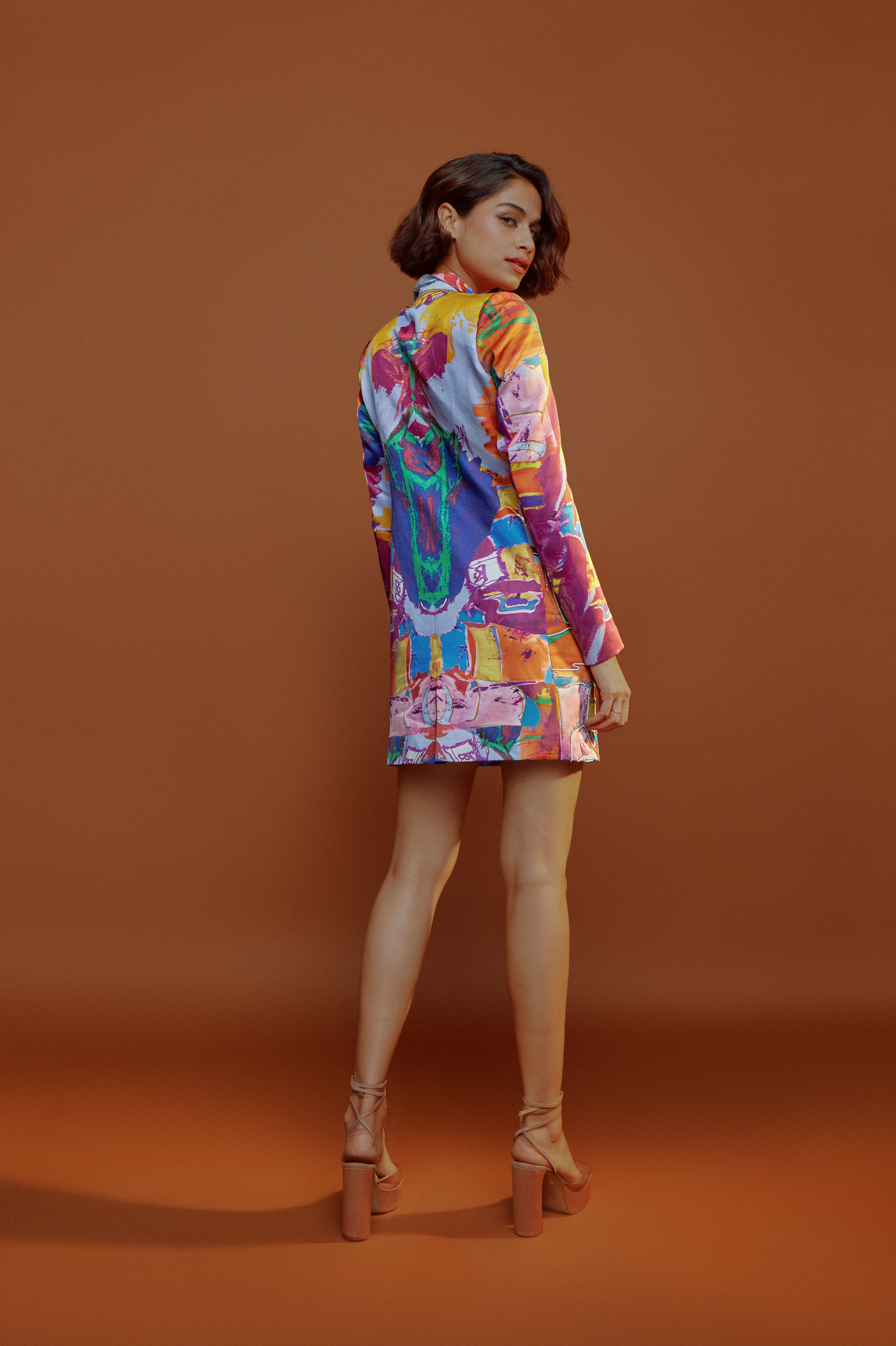 Aubergine Embroidered Blazer Dress