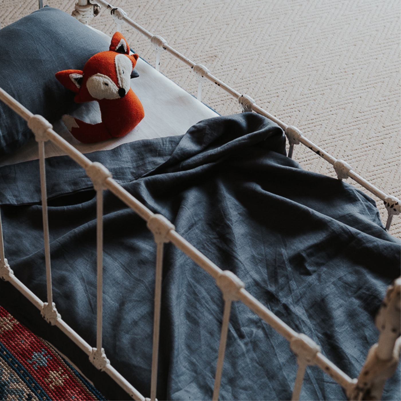 100% Linen Crib Set (Duvet and Pillowslip) | Charcoal