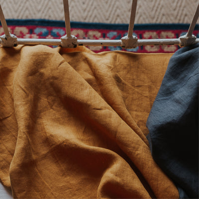 100% Linen Crib Set (Duvet and Pillowslip) | Saffron