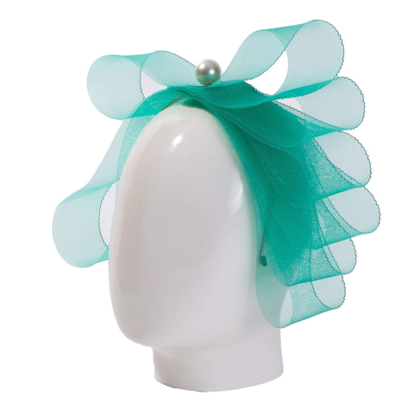 Lucy, Turquoise Crinoline Headband, Half Loop