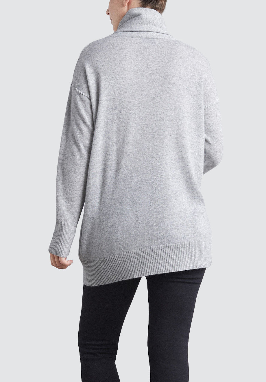Asymmetric Hem Cashmere Sweater | Foggy/Snow