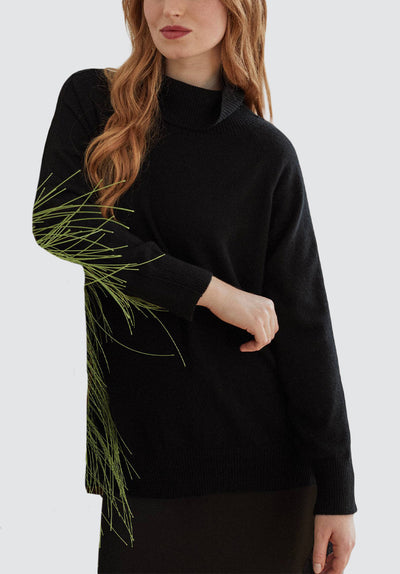 Polo Neck Cashmere Sweater | Black