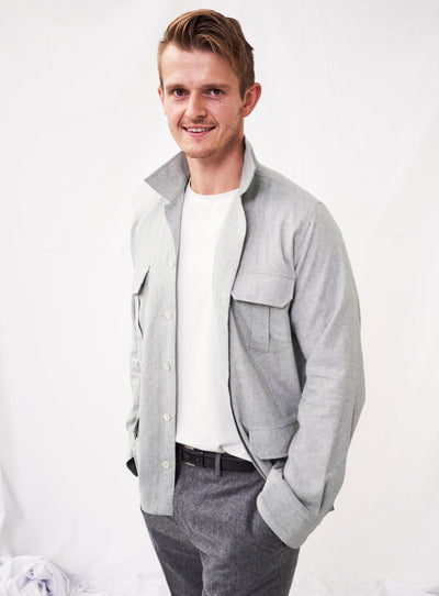Recycled Italian | Light Grey Flannel Over-Shirt