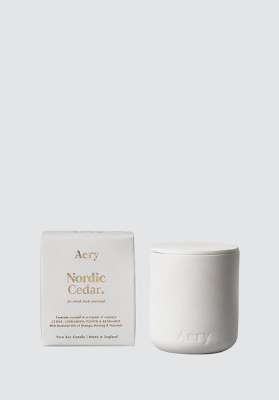 Nordic Cedar Scented Candle | White Clay
