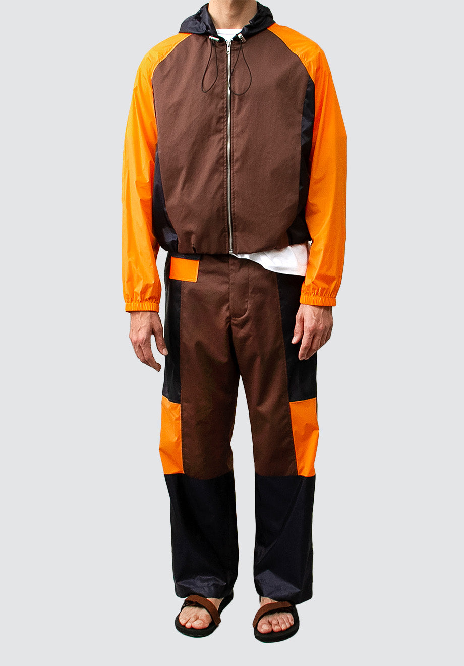 Colour-Block Hooded Jacket | Orange
