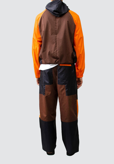 Colour-Block Hooded Jacket | Orange
