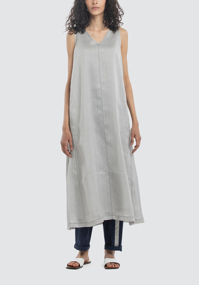 V Neck Gusset Dress Co-Ord | Ash Grey