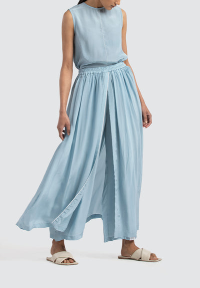 Round Neck Top Co-Ord | Powder Blue