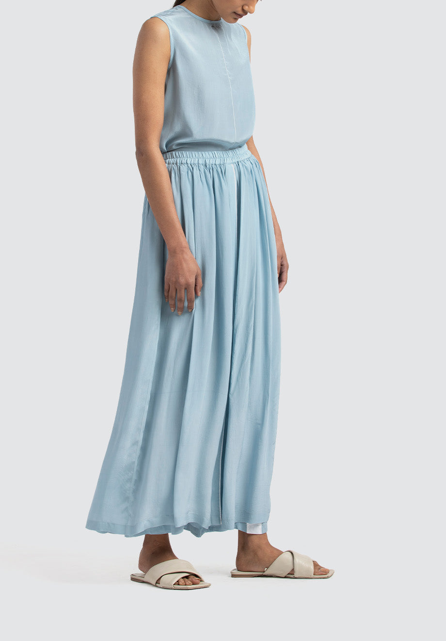 Round Neck Top Co-Ord | Powder Blue