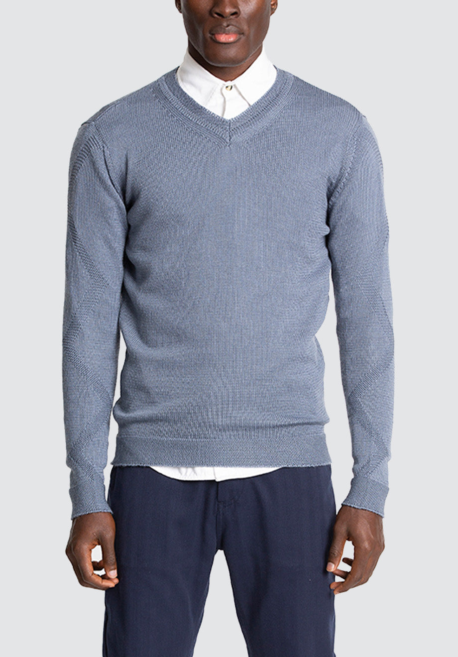 Wool & Mohair V-Neck Sweater | Folkstone Grey