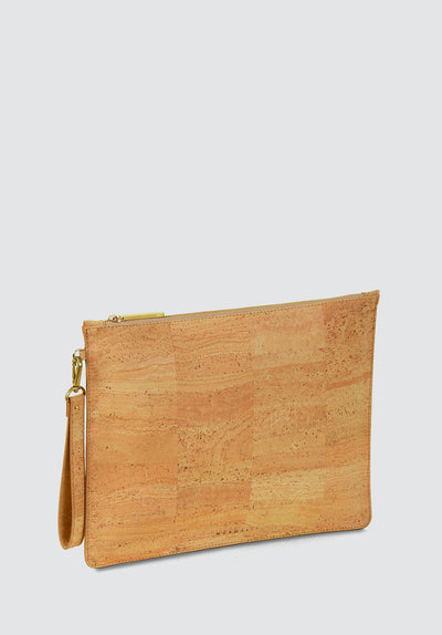 DELTA Handcrafted Cork Vegan Large Clutch Pouch | Natural