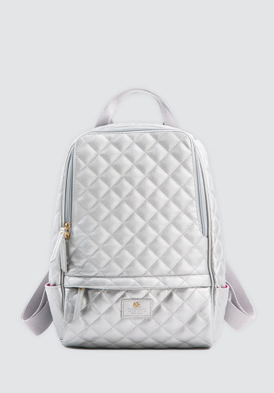 Cougar | Silver Vegan Quilted Backpack